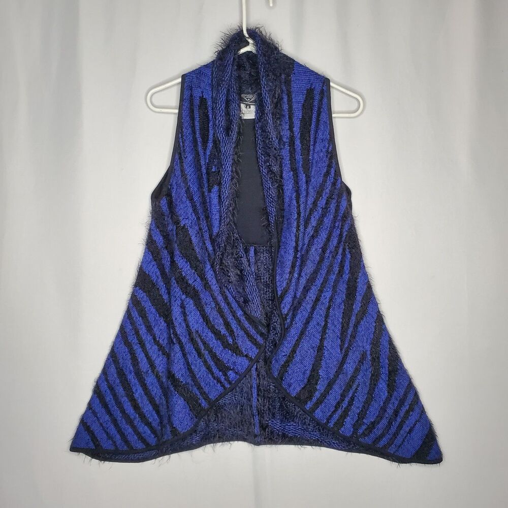 Angel‎ Apparel Cardigan Vest Topper Medium Black Blue Zebra Whimsigoth Fairycore